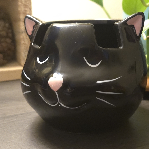 Ceramic black cat glasses holder/vase - Picture 3 of 4